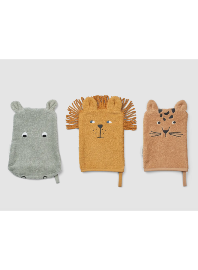 Sylvester Washcloth 3-pack - Safari mix - Liewood