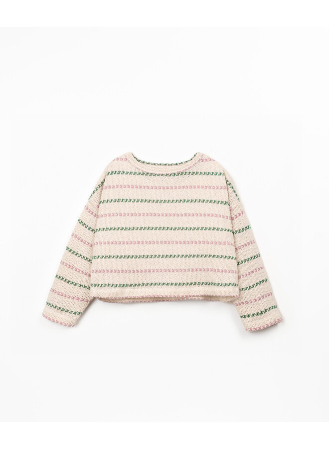 Striped Jersey Sweater - Dusty Rose/Green - Play Up Junior