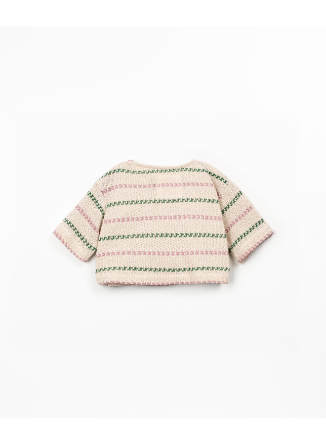 Striped Jersey Sweater Top - Dusty Rose/Green - Play Up