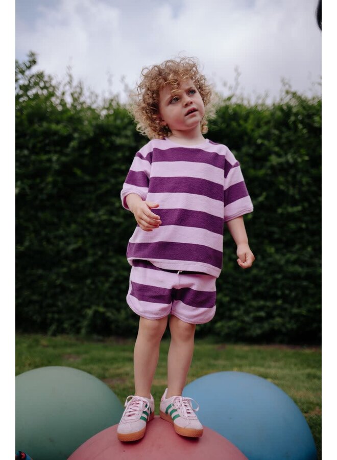 Striped Towel T-Shirt Plum - Daily Brat