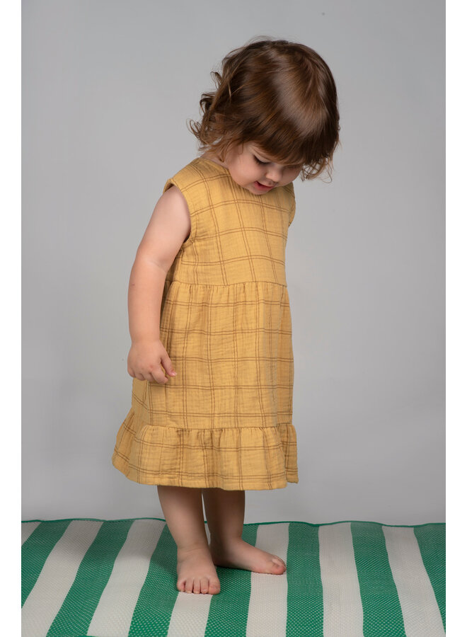 Dress - Nina Squares Mustard - Babyclic