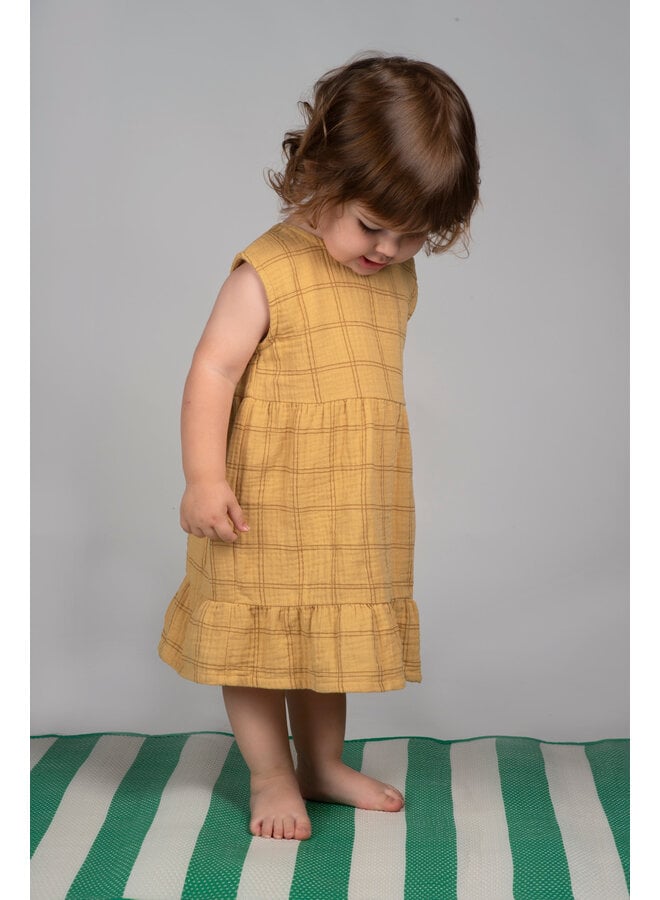 Dress - Nina Squares Mustard - Babyclic