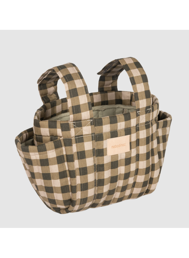 Hyde Park Stroller Organizer - Green Checks - Nobodinoz