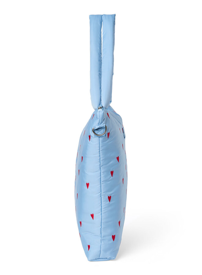 Diaper Bag - Light Blue Hearts Puffy - Studio Noos