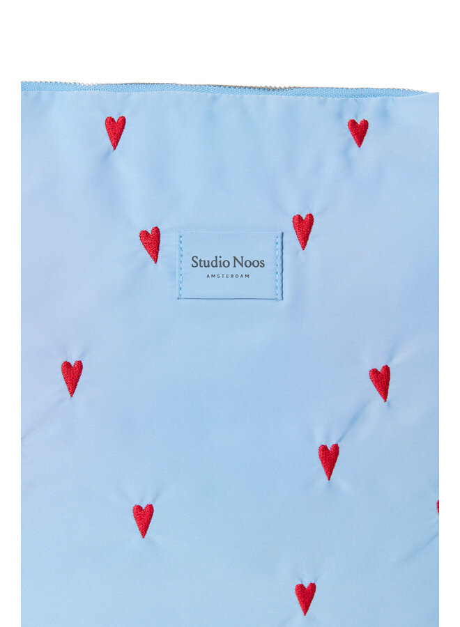 Diaper Bag - Light Blue Hearts Puffy - Studio Noos