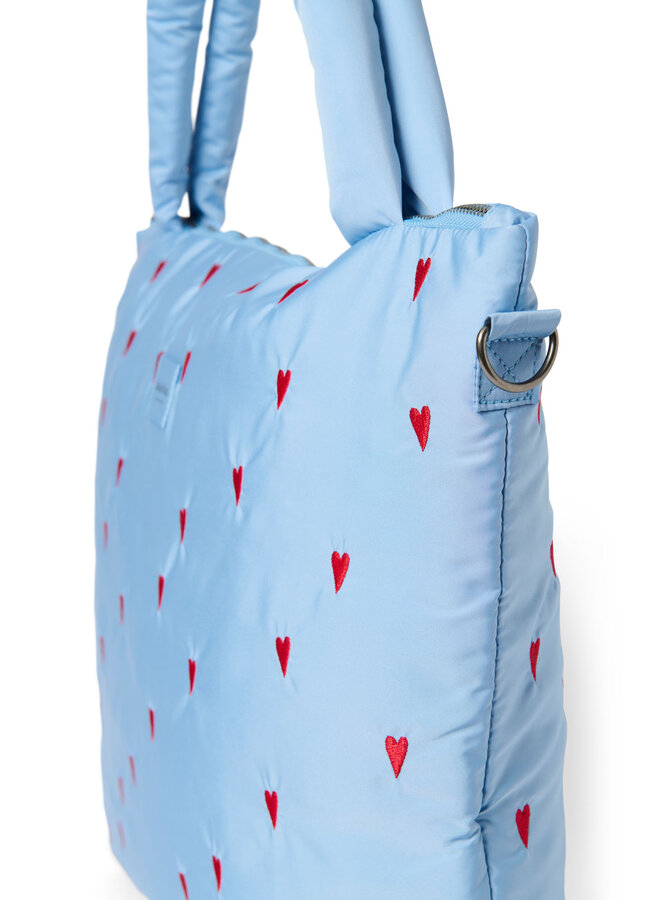 Diaper Bag - Light Blue Hearts Puffy - Studio Noos