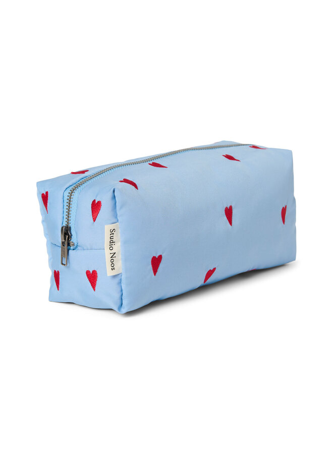 Light Blue Hearts Puffy Pouch - Studio Noos