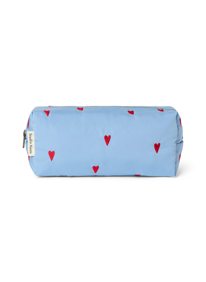 Light Blue Hearts Puffy Pouch - Studio Noos