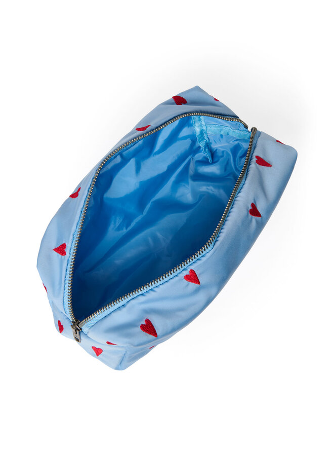 Light Blue Hearts Puffy Pouch - Studio Noos