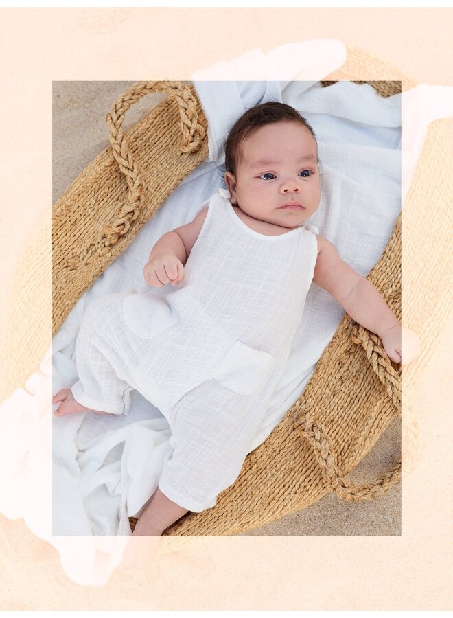 Woven Jumpsuit - White - Play Up