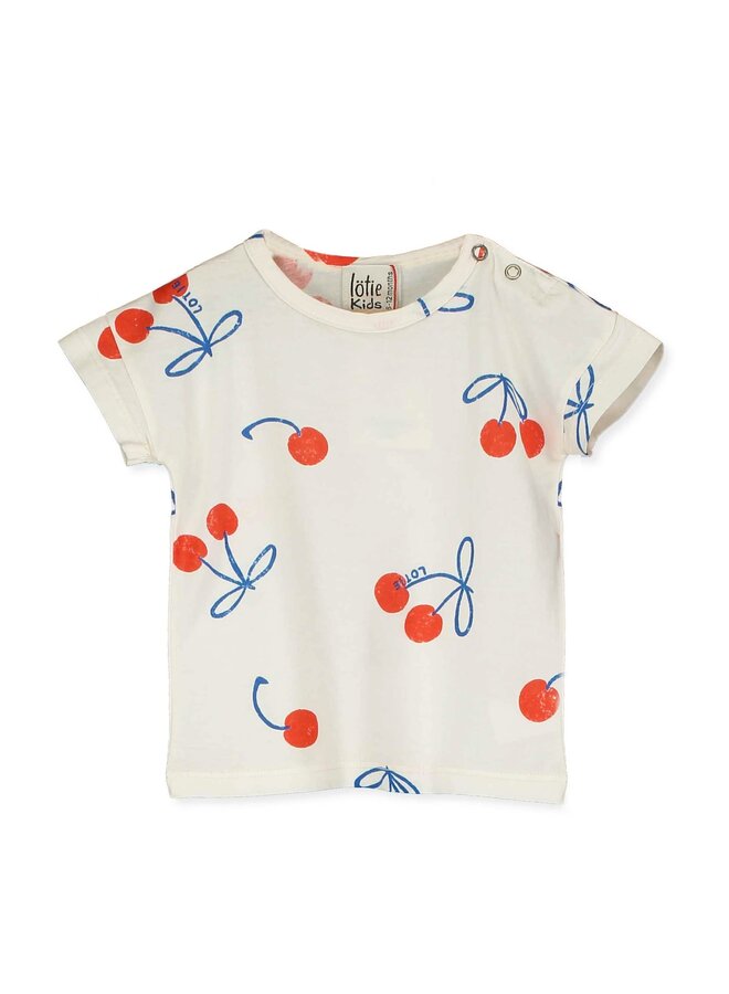 Short Sleeve Baby Tshirt - Cherries Off White - Lotiekids