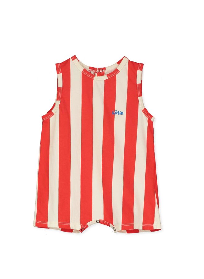 Baby Playsuit - Lotie Red Stripes Offwhite - Lotiekids