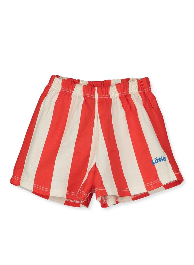 Twill Baby Short - Lotie Red Stripes Offwhite - Lotiekids