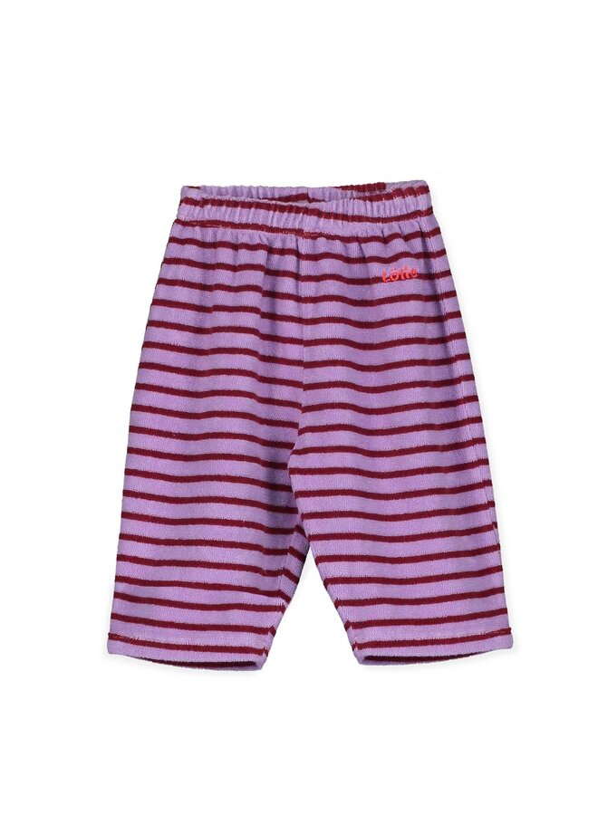 Towel Terry Baby Wide Pant - Stripes Mauve - Lotiekids