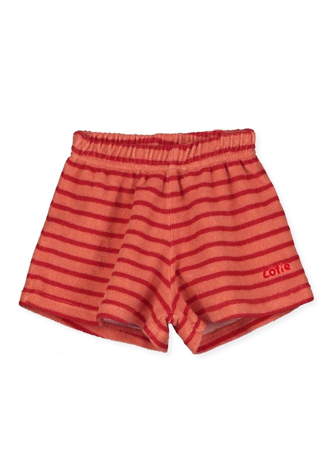 Towel Terry Baby Short - Lotie Stripes Papaya - Lotiekids