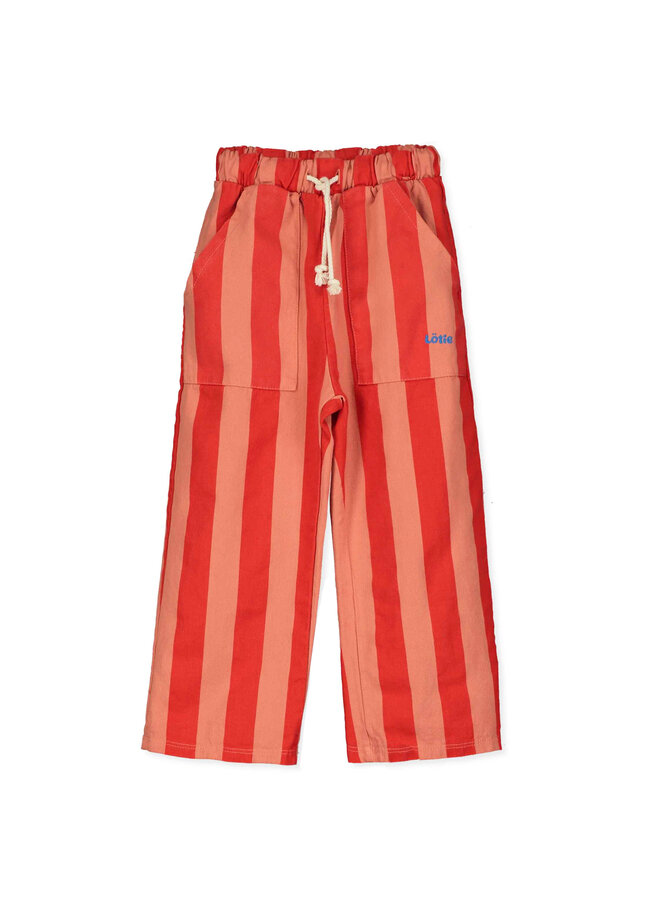 Wide Pants - Lotie Embroidery Red Stripes Papaya - Lotiekids
