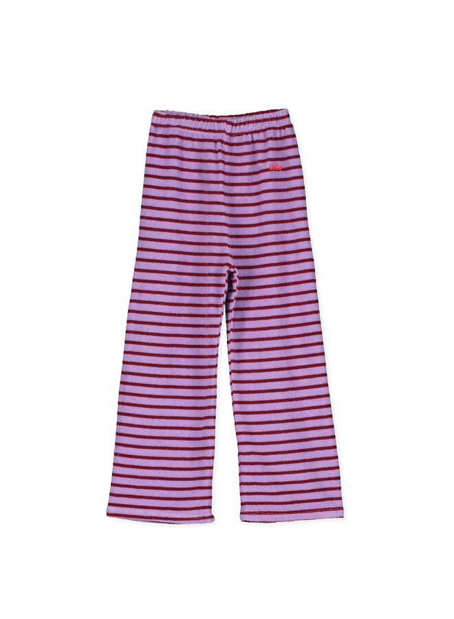 Towel Terry Pants - Lotie Embroidery Stripes Magenta - Lotiekids