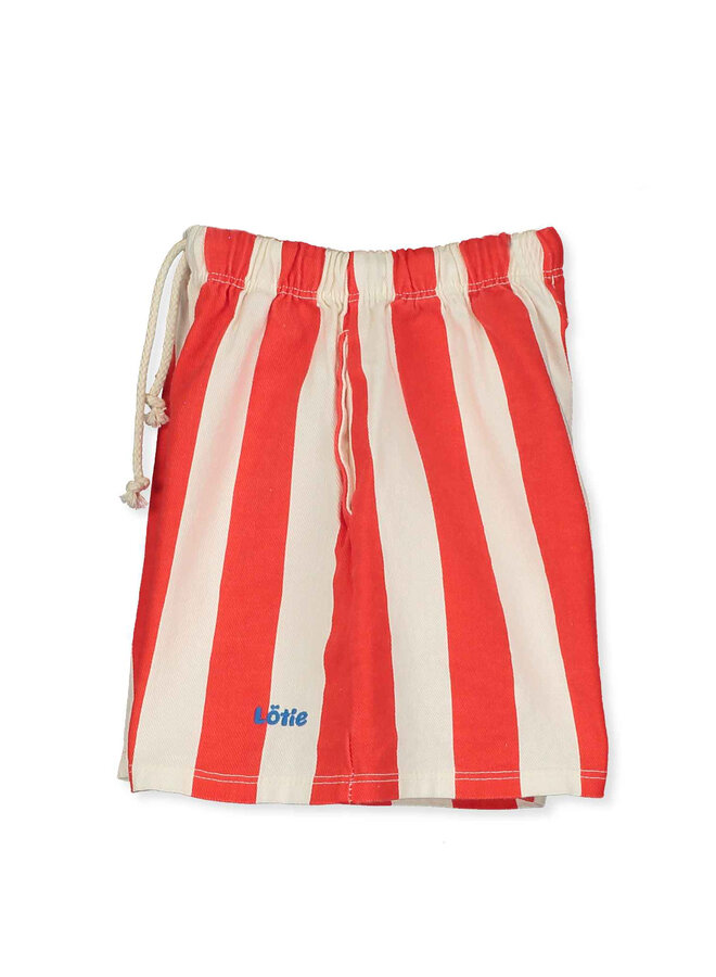 Twill Bermuda Pockets - Lotie Red Stripes Offwhite - Lotiekids