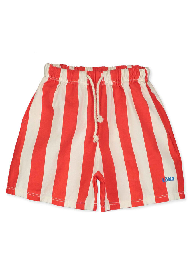 Twill Bermuda Pockets - Lotie Red Stripes Offwhite - Lotiekids