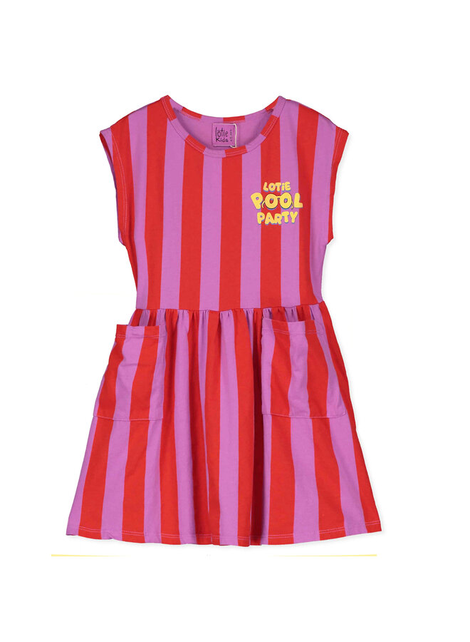 Dress - Lotie Pool Party Red Stripes Magenta - Lotiekids