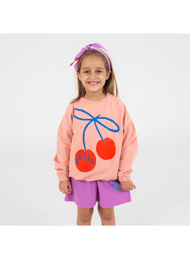 Sweatshirt - Lotie Cherries Clay Pink - Lotiekids