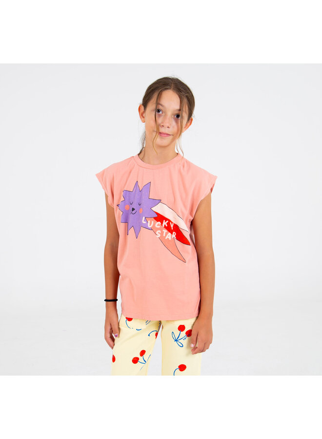 Sleeveless Tshirt - Big Lucky Star Clay Pink - Lotiekids