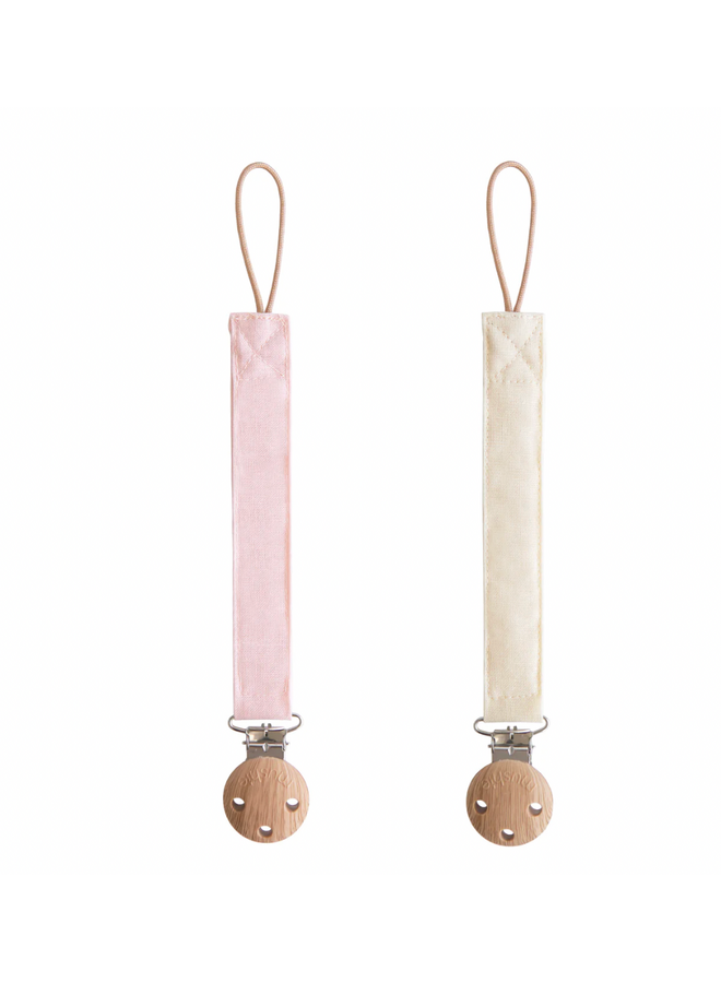 Linnen Speenkoord - Set van 2 - Blush/Cream - Mushie