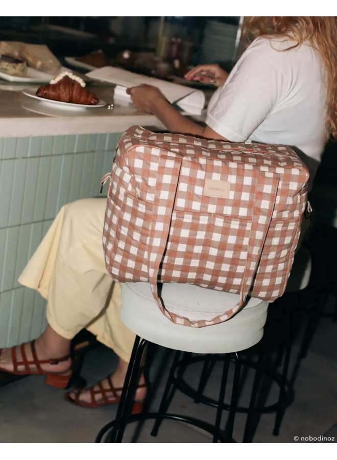 Waterproof Stroller Bag Hyde Park - Terracotta Checks - Nobodinoz