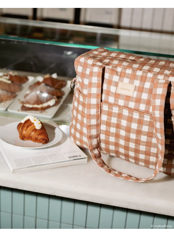 Waterproof Stroller Bag Hyde Park - Terracotta Checks - Nobodinoz