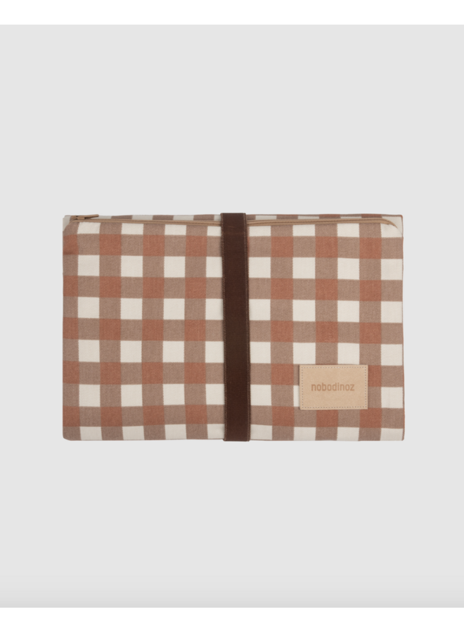 Hyde Park Waterproof Changing Pad - Terracotta Checks  - Nobodinoz