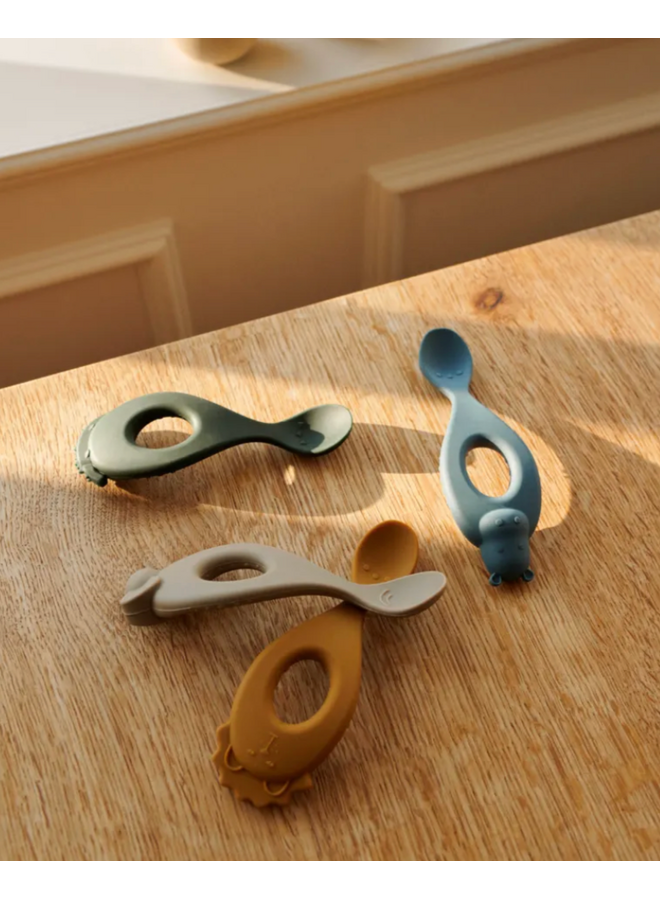Liva Silicone Spoon 4-Pack - Safari Blue Mix - Liewood