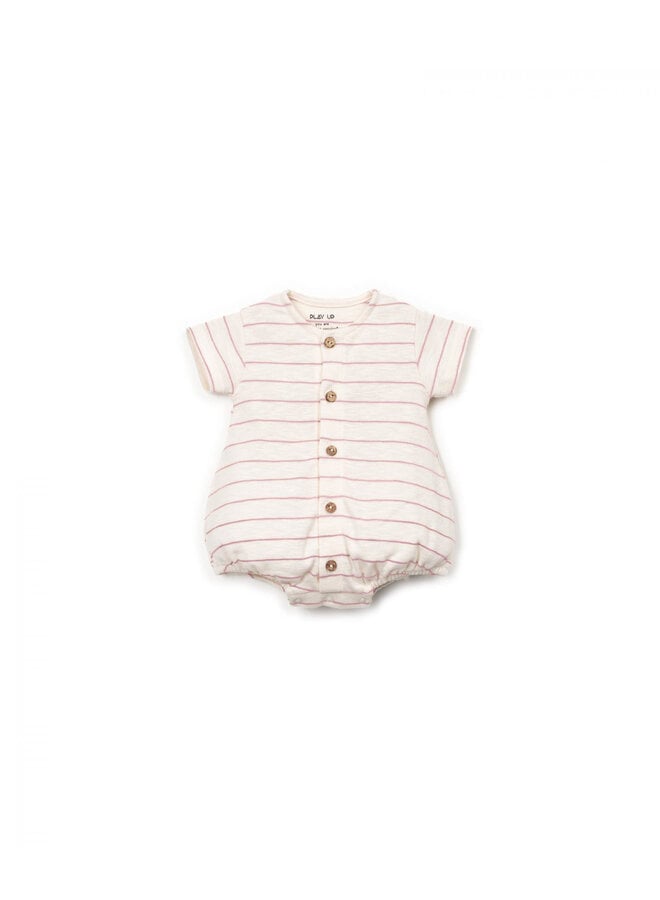 Jumpsuit - Rib Stripes Rose - Play Up Mini