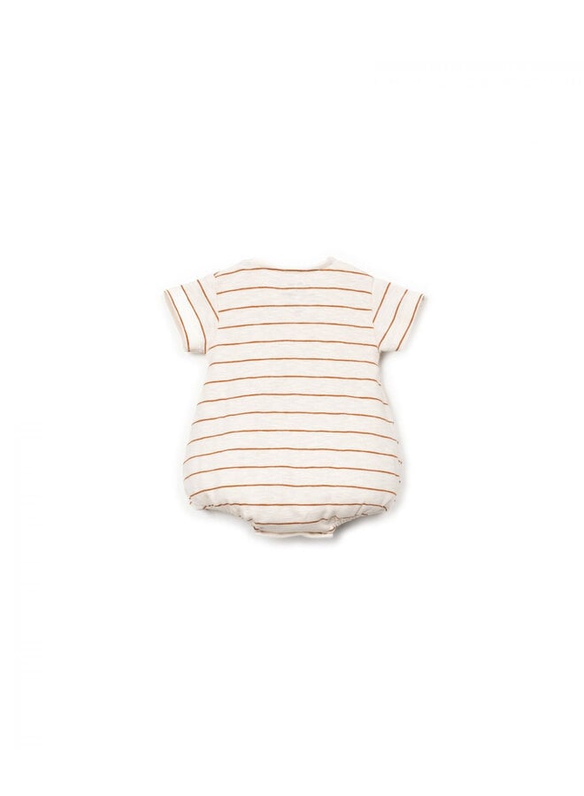 Jumpsuit - Rib Stripes Rust - Play Up Mini