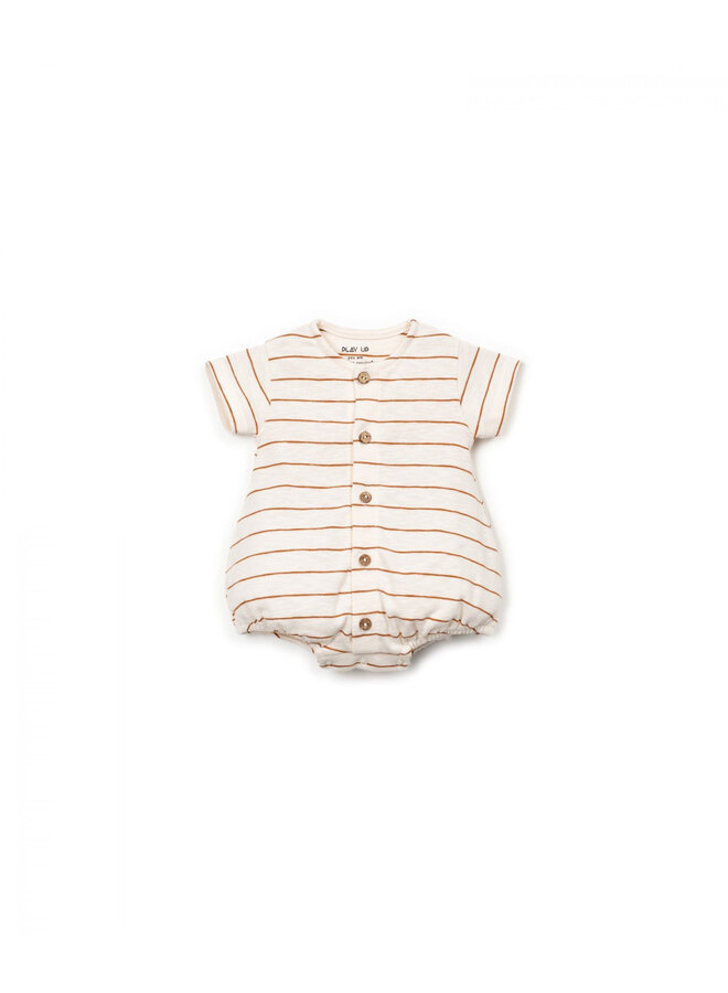 Jumpsuit - Rib Stripes Rust - Play Up Mini