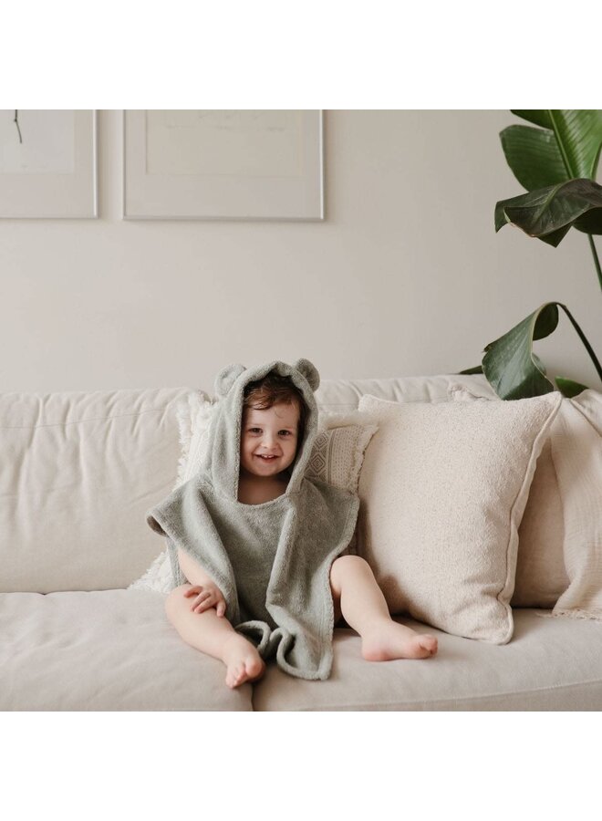 Bear Poncho Towel - Moss - Mushie