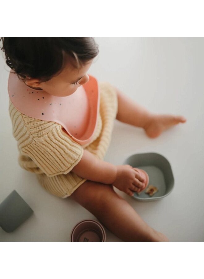 Silicone Bib - Powder Pink Confetti - Mushie