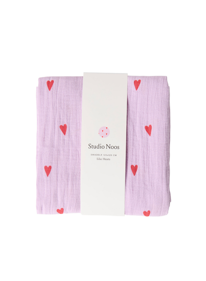 Tetradoek L - 120x120 - Lilac Hearts - Studio Noos