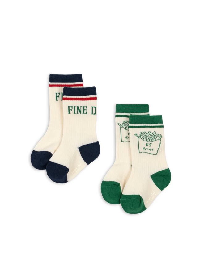 2 Pack Rib Fries Socks - Fine Dining - Konges Slojd