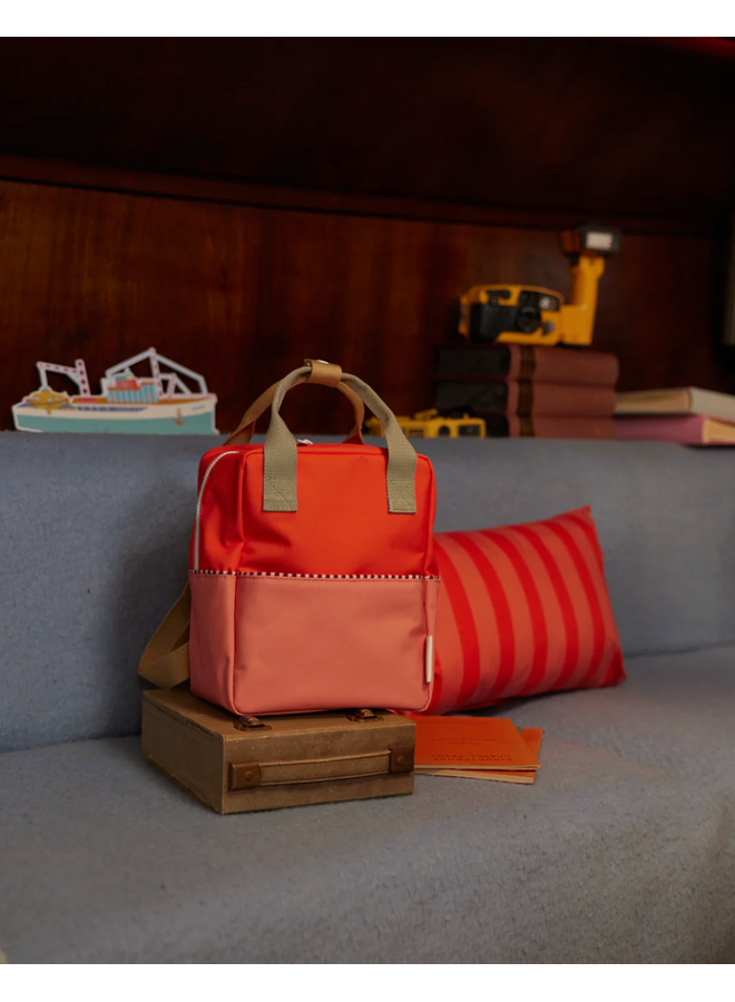 Rugzak Small - Colourblocking - Lifeboy Orange + Coral Pink - Sticky Lemon