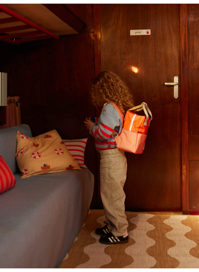 Rugzak Small - Colourblocking - Lifeboy Orange + Coral Pink - Sticky Lemon