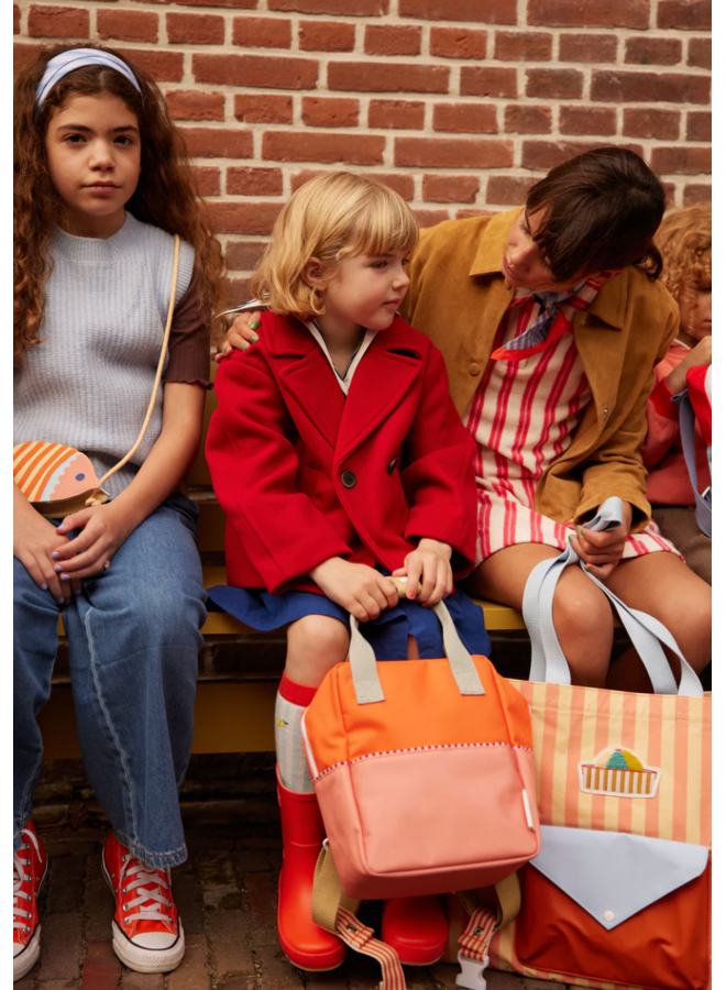 Rugzak Small - Colourblocking - Lifeboy Orange + Coral Pink - Sticky Lemon