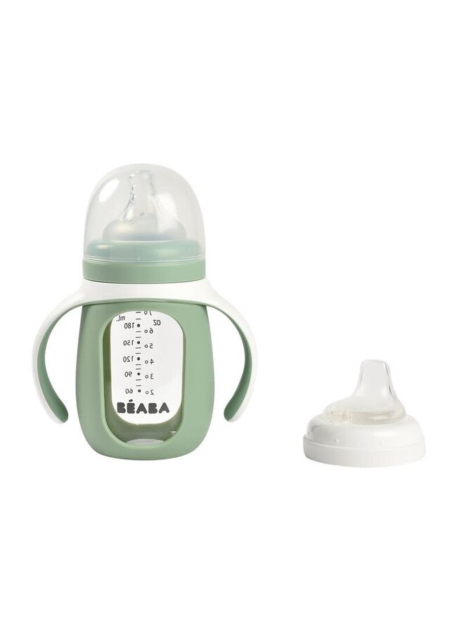 Training Glazen Fles 210ml - Sage Green - Beaba