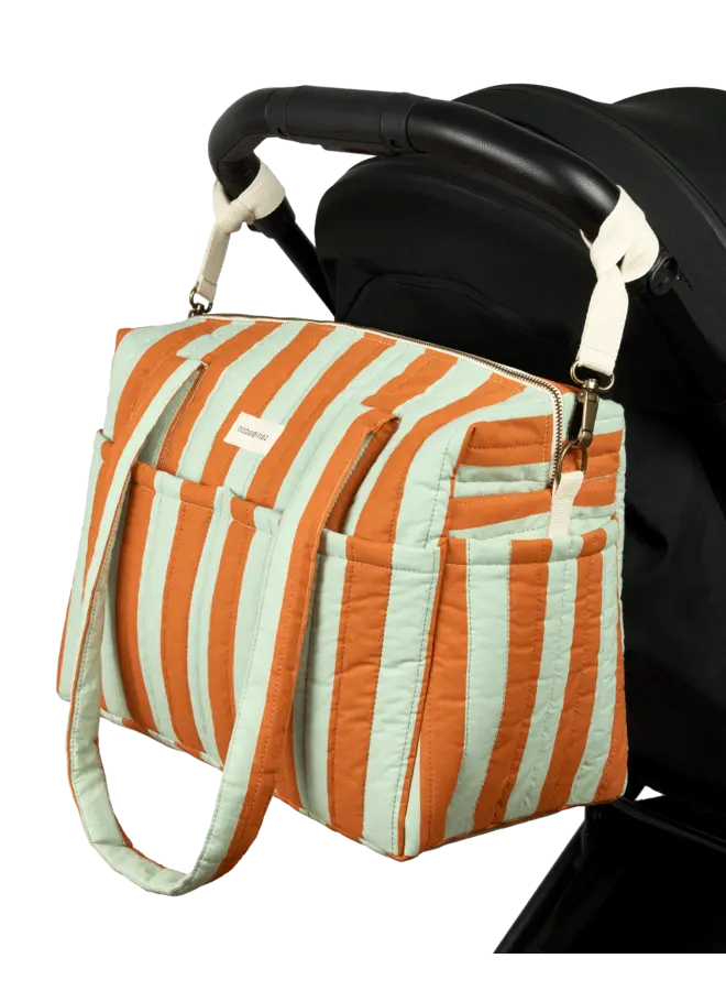 Stroller Bag Stories Limited - Green Orange Stripes - Nobodinoz
