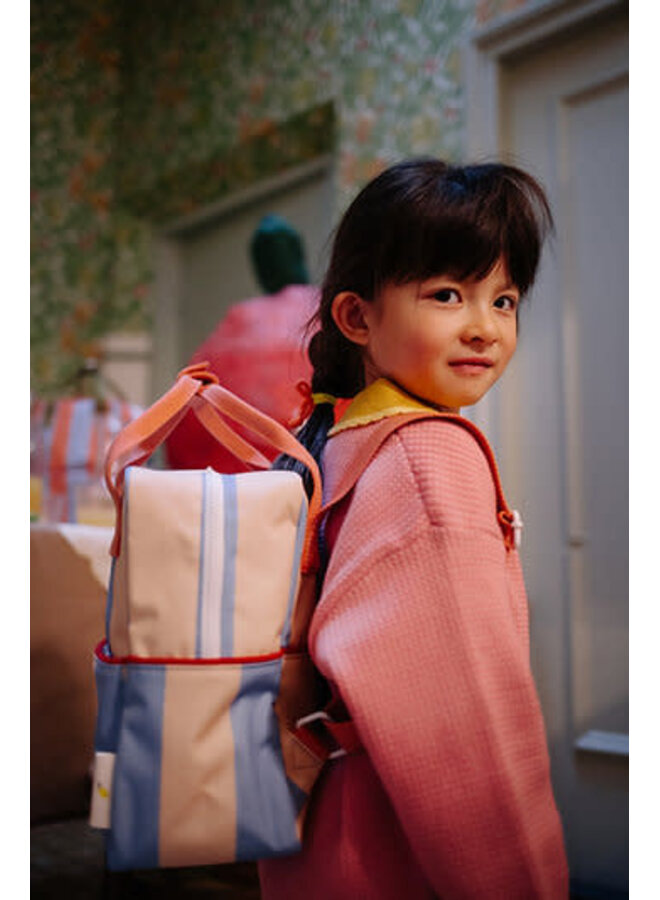 Rugzak Small - Stripes Cloud Blue Beige - Sticky Lemon