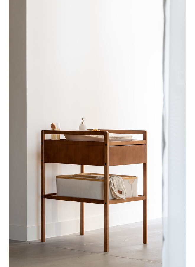Luiertafel Mori met lade - Walnut - Quax
