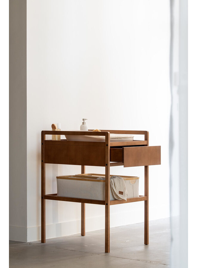 Luiertafel Mori met lade - Walnut - Quax