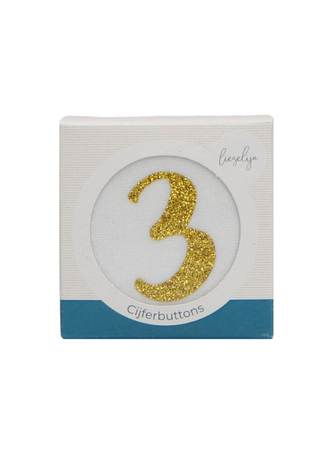 Cijferbuttons verjaardagskroon  - Goud - 3 tot 6 - Liezelijn