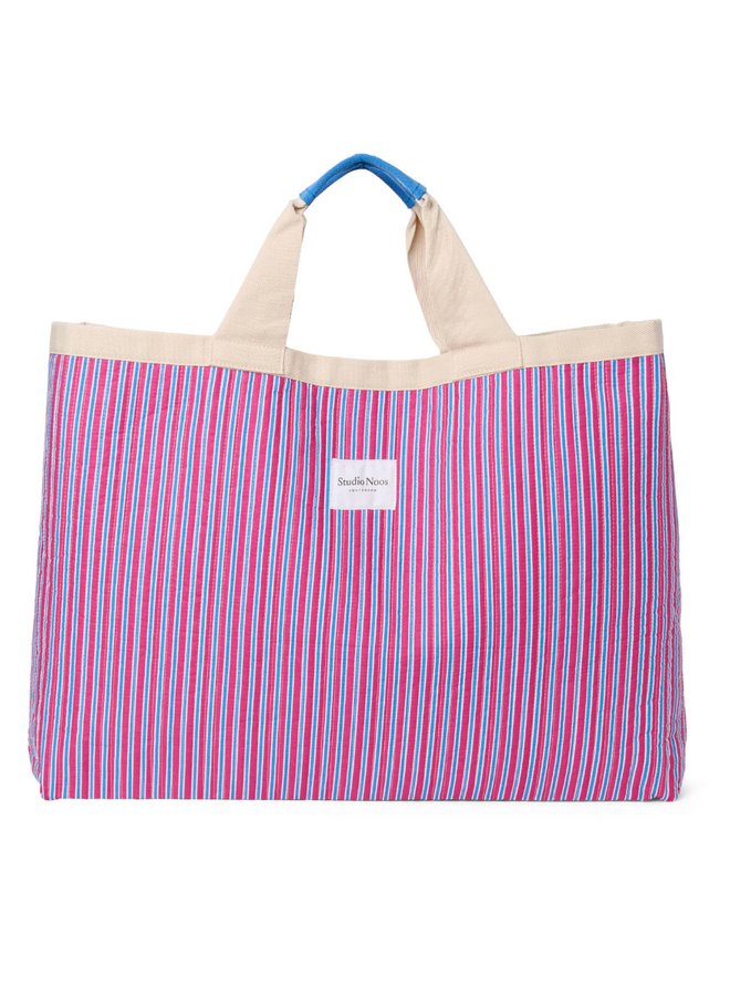 Roze Poplin Striped Strandtas - Studio Noos