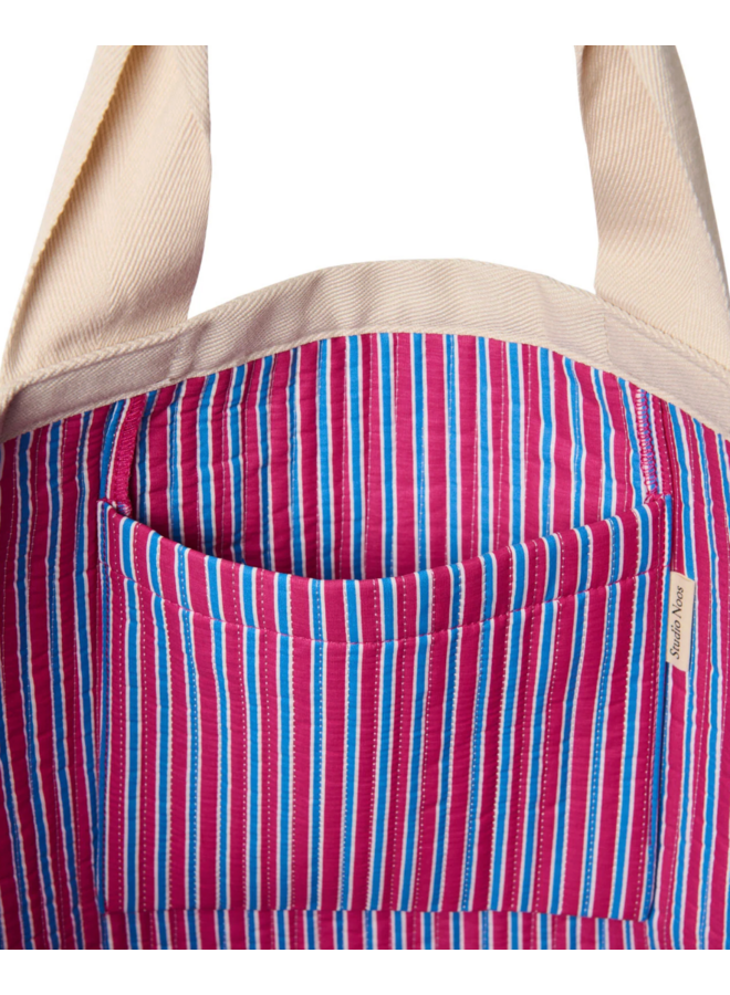 Roze Poplin Striped Strandtas - Studio Noos