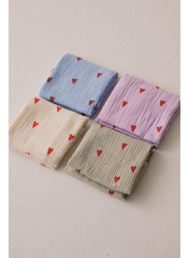 Tetradoek L - 120x120 - Light Blue Hearts - Studio Noos